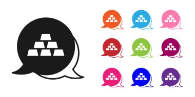 Beyaz arkaplanda siyah altın çubuk simgesi izole edildi. Bankacılık işi konsepti. Simgeleri renklendirin. Vektör