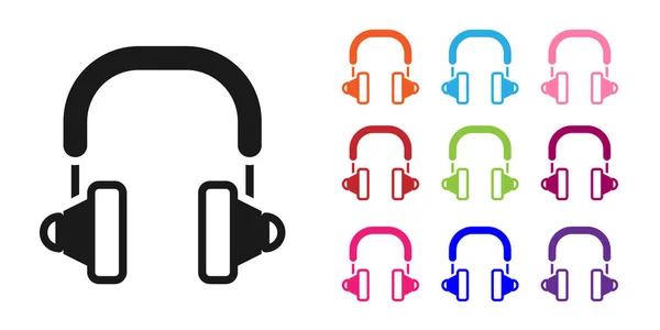 Μαύρο Εικονίδιο Ακουστικών Απομονωμένο Λευκό Φόντο Ακουστικά Έννοια Για Ακρόαση — Διανυσματικό Αρχείο