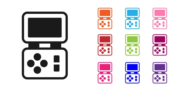Μαύρο Φορητό Tetris Ηλεκτρονικό Εικονίδιο Παιχνιδιού Απομονωμένο Λευκό Φόντο Vintage — Διανυσματικό Αρχείο