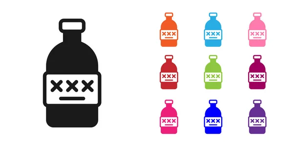 Vergifteter Schwarzer Alkohol Isoliert Auf Weißem Hintergrund Setzen Sie Symbole — Stockvektor