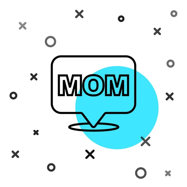 黒い線白い背景に隔離されたスピーチバブルママアイコン 幸せな母親の日 ランダムな動的形状 ベクトル — ストックベクタ