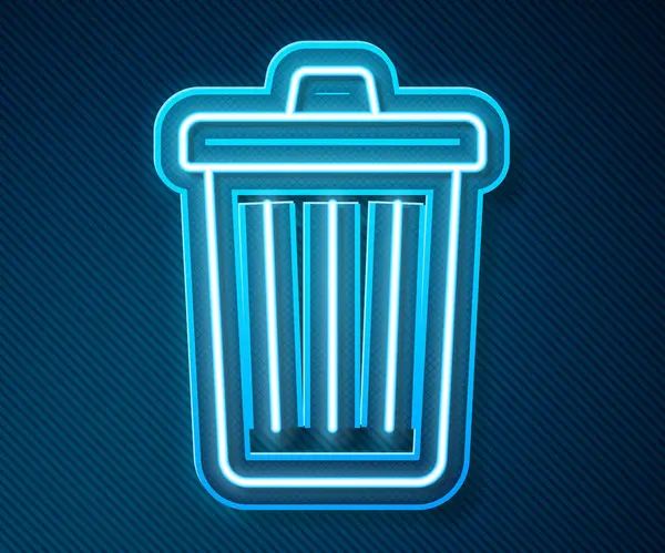 Glowing Neon Line Trash 배경에서 아이콘이 수있다 쓰레기통 표지판이야 재활용 — 스톡 벡터