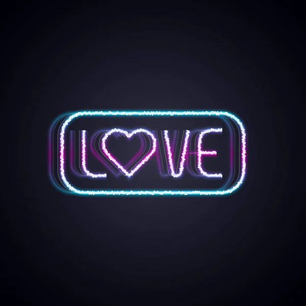 Glowing Neon Line Love Text Icon Isolated Black Background Valentines — Wektor stockowy