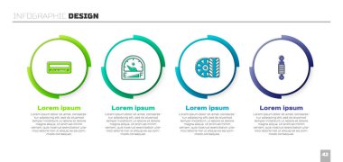 Araba sesi, motor benzin göstergesi, tekerlek ve şok emiciyi ayarlayın. Ticari bilgi şablonu. Vektör
