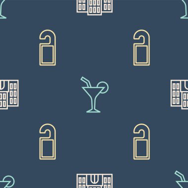 Hat oteli binasını ayarlayın. Lütfen rahatsız etmeyin. Kokteyl de kusursuz olsun. Vektör