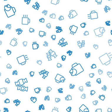 Hattı belirle Candy, bir fincan çay ve gül ve pürüzsüz desen. Vektör