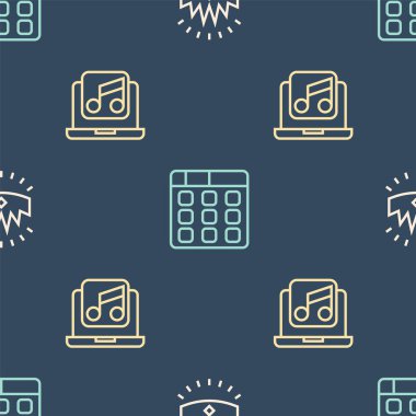 King Crown hattını, dizüstü bilgisayarı müzik ve trampet makinesini kusursuz şekilde ayarlayın. Vektör