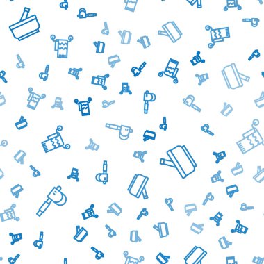 Ahşap baltayı, havan topuzunu ve havluyu dikişsiz desenli ipe dizin. Vektör