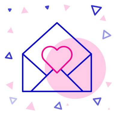 Beyaz arka planda Sevgililer Günü kalp ikonu olan Line Envelope. Mesaj aşkım. Aşk ve romantizm mektubu. Renkli taslak konsepti. Vektör