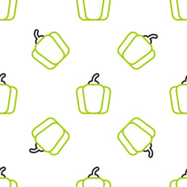 Line Bell biberi ya da tatlı kapsicum ikonu beyaz arka planda izole edilmiş pürüzsüz desen. Vektör
