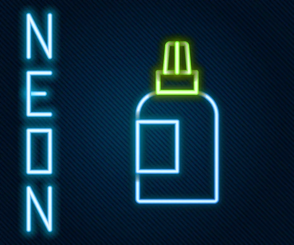 Glödande Neon Line Färg Gouache Burk Färgämne Ikon Isolerad Svart — Stock vektor