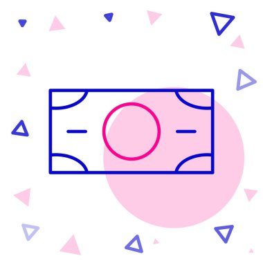 Line Stacks kağıt para para ikonu beyaz arka planda izole. Para desteleri. Para birimi. Renkli taslak konsepti. Vektör