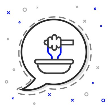 Çizgi Bal Çubuğu çubuğu ve beyaz arka planda izole edilmiş kase simgesi. Tatlı kepçe. Renkli taslak konsepti. Vektör