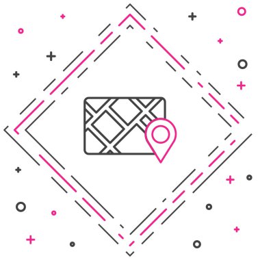 Harita simgesine sahip Gps aygıtı beyaz arkaplanda izole edildi. Renkli taslak konsepti. Vektör