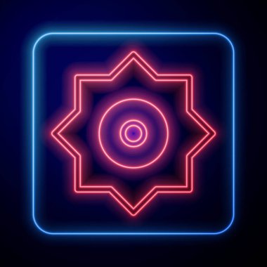 Parlayan neon kayan yıldız simgesi siyah arkaplanda izole edildi. Göktaşı, göktaşı, kuyruklu yıldız, asteroid, yıldız ikonu. Vektör