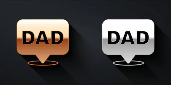 Gold Silver Speech Bubble Dad Icon Isolated Black Background Happy — Stock Vector