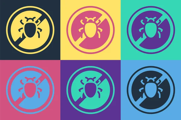 Pop Art Stop Colorado Beetle Icon Isolated Color Background Vector — Vetor de Stock