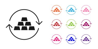 Siyah Altın değişim para ikonu beyaz arka planda izole. Para değiştirici. Simgeleri renklendirin. Vektör