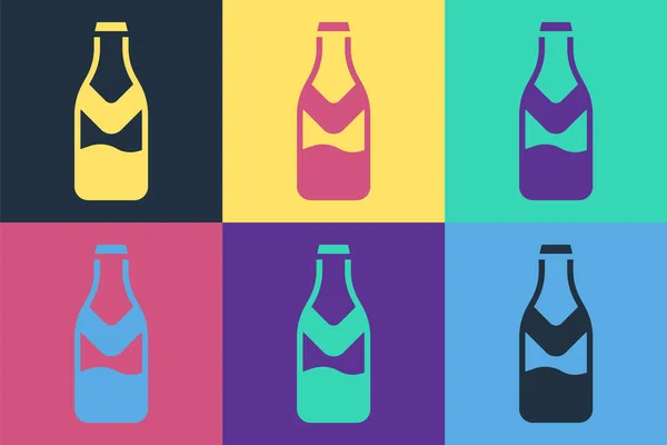 Pop Art Bierflaschensymbol Isoliert Auf Farbigem Hintergrund Vektor — Stockvektor