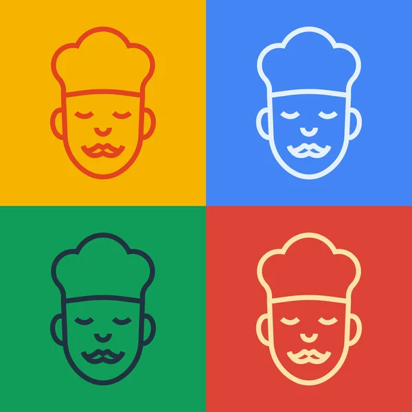 Pop Art Linie Cook Symbol Isoliert Auf Farbigem Hintergrund Chef — Stockvektor