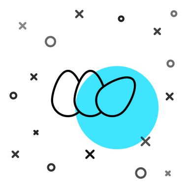 Siyah çizgi tavuk yumurtası simgesi beyaz arkaplanda izole edilmiş. Rastgele dinamik şekiller. Vektör.