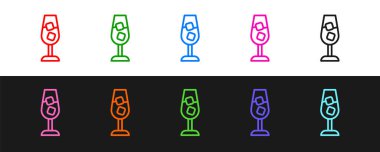 Siyah ve beyaz arkaplanda izole edilmiş şarap kadehi simgesi ayarla. Şarap kadehi işareti. Vektör.