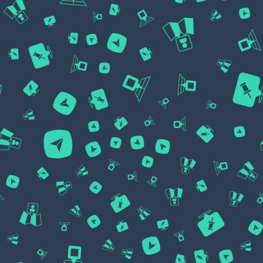 Katlanmış haritayı konum işaretleyici şehir navigasyonu ve pürüzsüz desen üzerine itme pimi ile ayarla. Vektör.