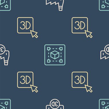 Çizgi Basımevi endüstrisi, 3D yazıcı ve Geometrik şekil küpünü pürüzsüz desene ayarlayın. Vektör.