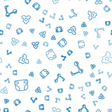 Bebek bezi scooter 'ı ve kıyafetleri kusursuz şekilde ayarla. Vektör.