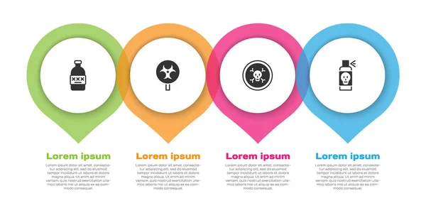 stock vector Set Poisoned alcohol Biohazard symbol Bones and skull and Spray against insects. Business infographic template. Vector.