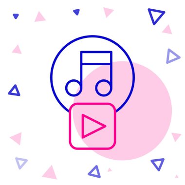 Beyaz arkaplanda izole edilmiş kare simge ile satır oynat. Renkli taslak konsepti. Vektör