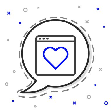 Satır Bulma uygulaması çevrimiçi dizüstü bilgisayar konsepti simgesi beyaz arkaplanda izole edildi. Kadın erkek profili düz tasarım. Çift ilişki için eşleşiyor. Renkli taslak konsepti. Vektör