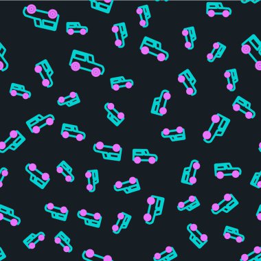 Çizgi Arabası simgesi siyah arkaplanda izole edilmiş. Vektör