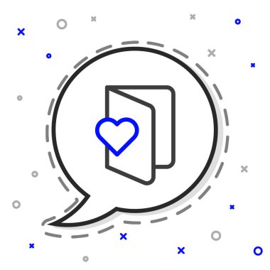 Beyaz arka planda kalp ikonu olan sevgililer günü broşürü. Kutlama için davetiye ya da tebrik kartı şablonu. Renkli taslak konsepti. Vektör