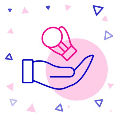 Beyaz arkaplanda çizgi boks eldiveni simgesi izole edildi. Renkli taslak konsepti. Vektör