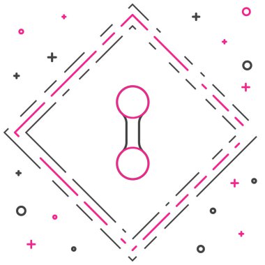 Dumbbell çizgisi simgesi beyaz arkaplanda izole edildi. Kas kaldırma, fitness halteri, spor malzemeleri. Renkli taslak konsepti. Vektör