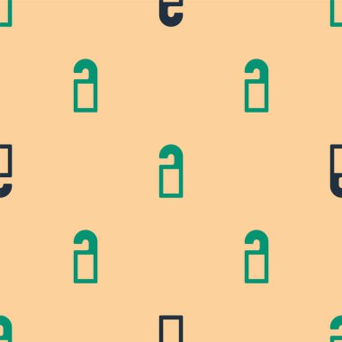 Yeşil ve siyah lütfen bej arkaplandaki izole edilmiş ikonu rahatsız etmeyin. Otel Kapısı Askısı Etiketleri. Vektör