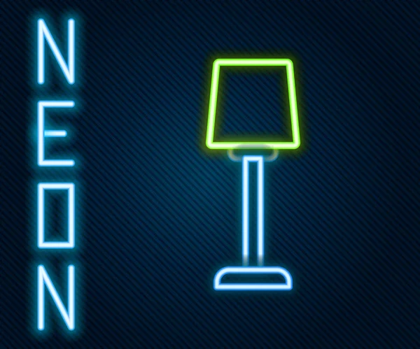 Parlayan Neon Çizgisi Masa Lambası Simgesi Siyah Arkaplanda Izole Edildi — Stok Vektör