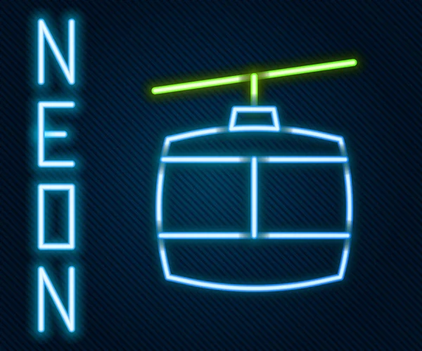 Ligne Lumineuse Néon Icône Téléphérique Isolé Sur Fond Noir Signe — Image vectorielle
