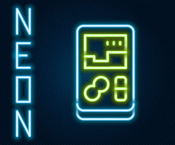 Ligne Lumineuse Néon Icône Console Jeu Vidéo Portable Isolée Sur — Image vectorielle