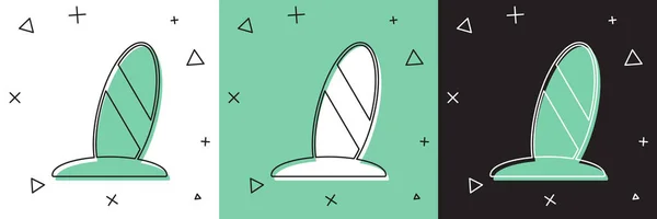 Définir Icône Planche Surf Isolée Sur Fond Blanc Vert Noir — Image vectorielle