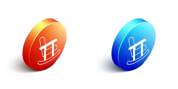 Isometrische Schaukelstuhl Ikone Isoliert Auf Weißem Hintergrund Orange Und Blauer — Stockvektor
