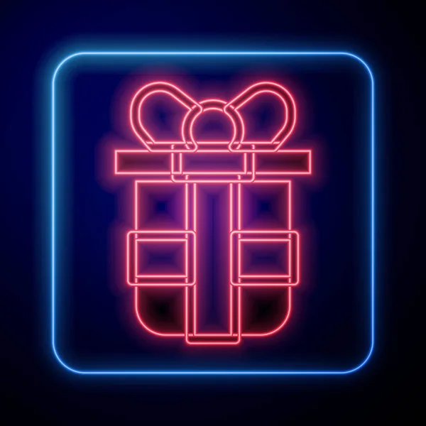 Glowing Neon Gift Box Icon Isolated Black Background Happy Birthday — Stock Vector