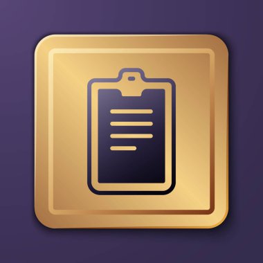 Purple Psychological test icon isolated on purple background. Gold square button. Vector