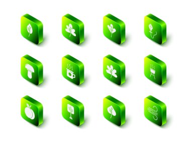 Yaprak ya da yapraklar, Kite, Barbekü Izgara, Rüzgar ve Ağaç ikonu. Vektör