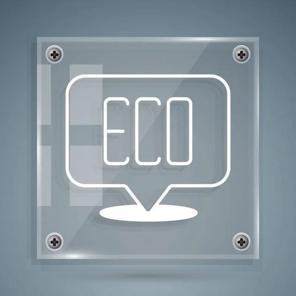 White Leaf Eco Symbol Icon Isolated Grey Background Banner Label — 图库矢量图片