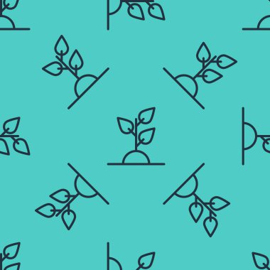 Siyah çizgili gönüllü ekip ağaç simgesi dikiyor. Yeşil arka planda pürüzsüz desenler var. Bitkileri ve ağaçları koruyan ekolojik koruma. Vektör.