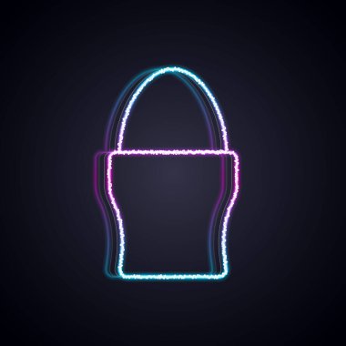 Siyah arka planda izole edilmiş bir simgede parlayan neon hattı Tavuk yumurtası. Vektör