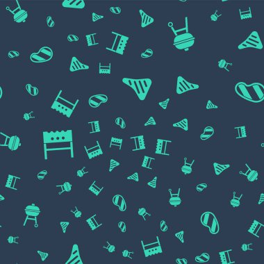 Biftek, ızgara ızgara, barbekü mangalı ve kusursuz desenli. Vektör