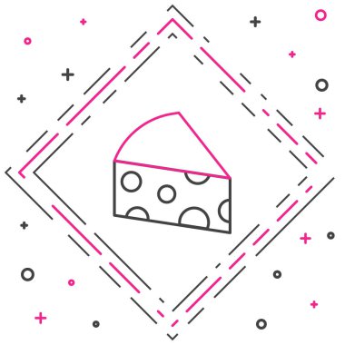 Çizgi Peynir simgesi beyaz arkaplanda izole edildi. Renkli taslak konsepti. Vektör